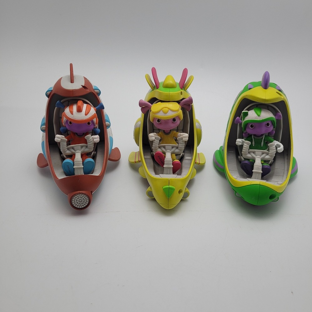 Floogal Fizzer Boomer Flo Fleeker With Fizzer Spaceships & Alien Figure Lot of 3